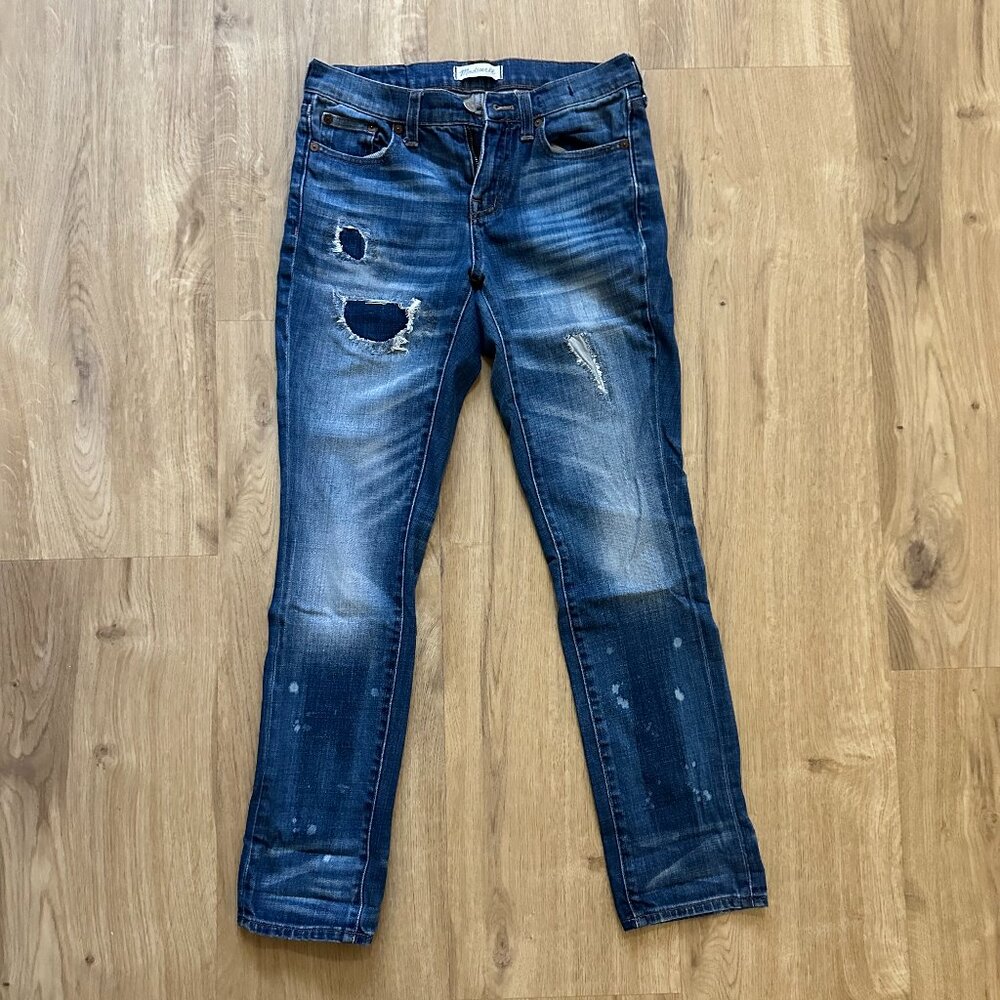 Madewell Slim Boyjean Rip And Repair Distressed Paint Splash Jeans - 24